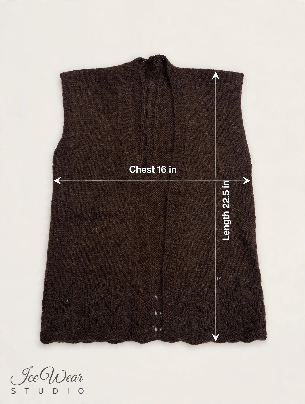 Dark Brown Lace Hem Knit Vest