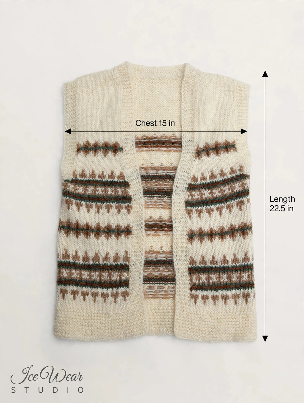 Cream Icelandic Pattern Band Knit Vest